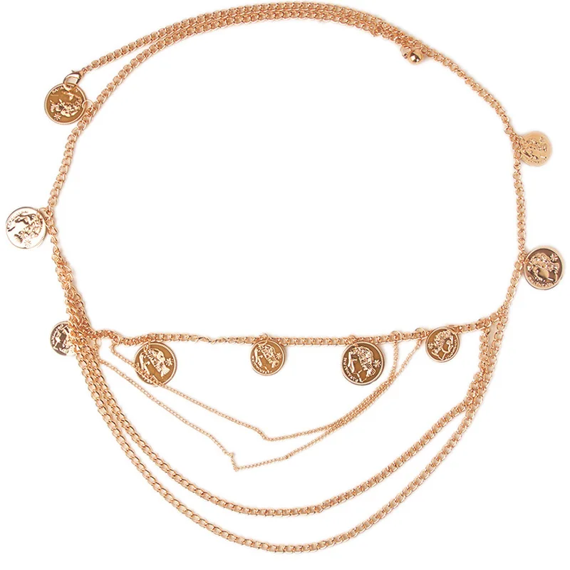 Металлический многослойный пояс-цепочка для женского платья декоративный