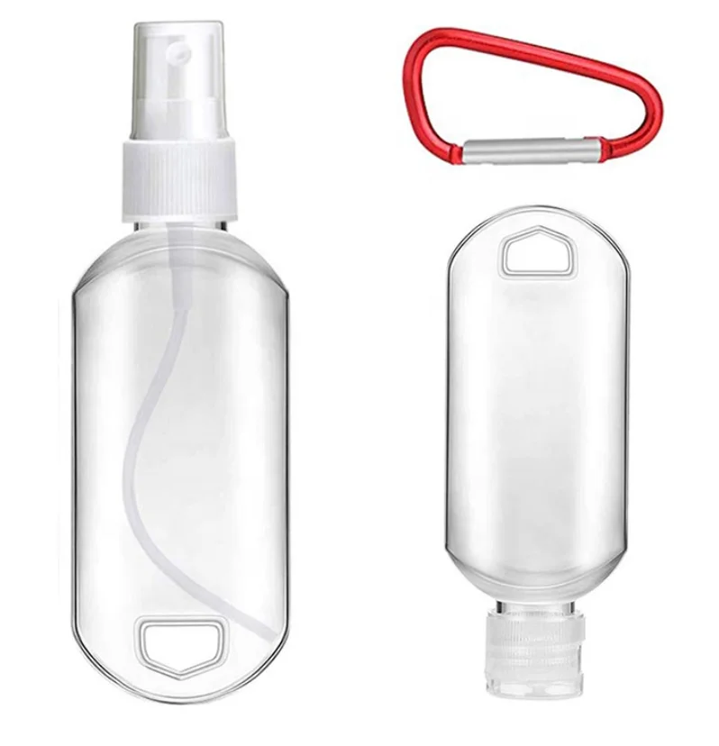30ml 50ml 60ml PET sanitizer atomizer hand wash out door travel cosmetic key chain flip top sprayer squeeze refillable bottle