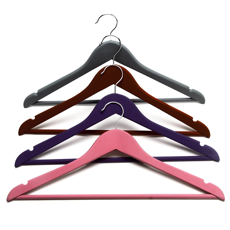 Rubber Coated Colorful Short Neck Cloth Shirt Coat Suit Hangers with bar  for Wardrobe