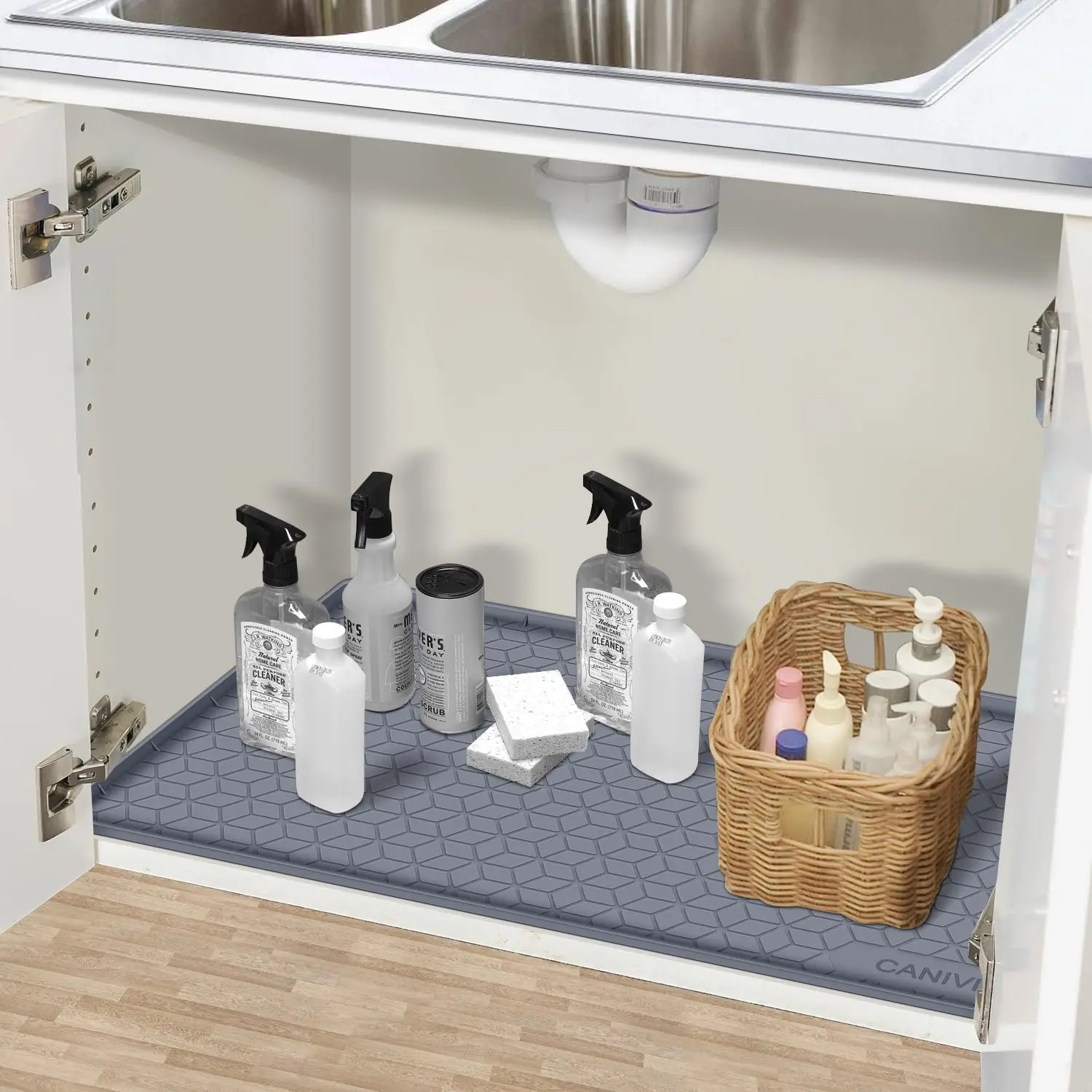 Waterproof silicone tray under sink