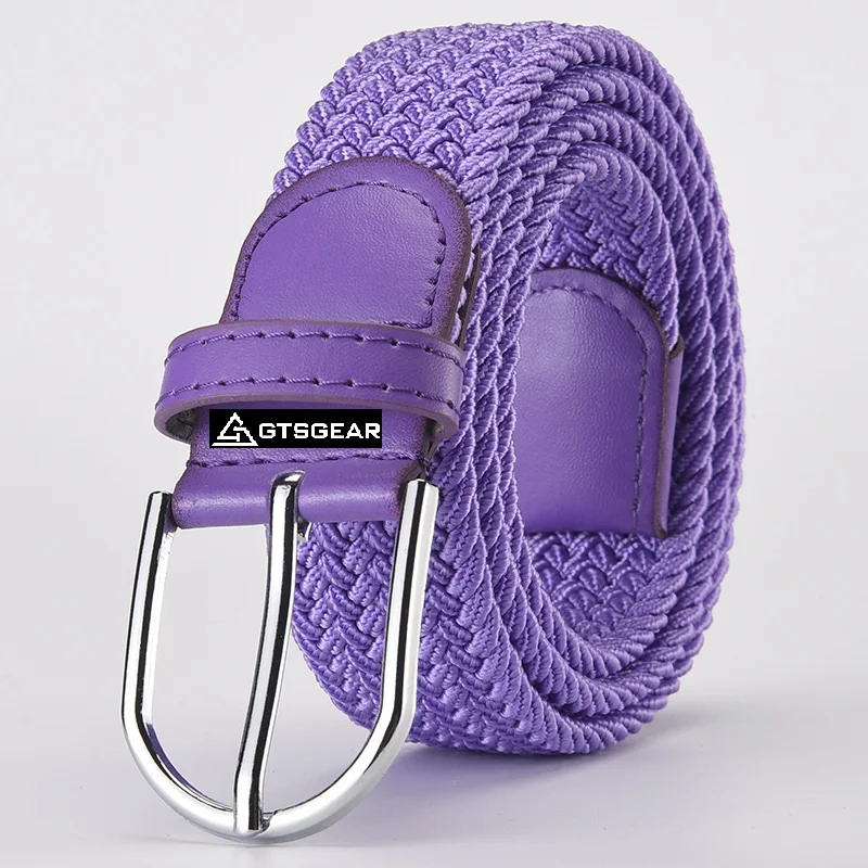BLT68 A12 Purple Elastic Golf Belt For Men Comfort Fit With Style Buckle Woven Golf For Men Belt Buckle canvas unisex casual