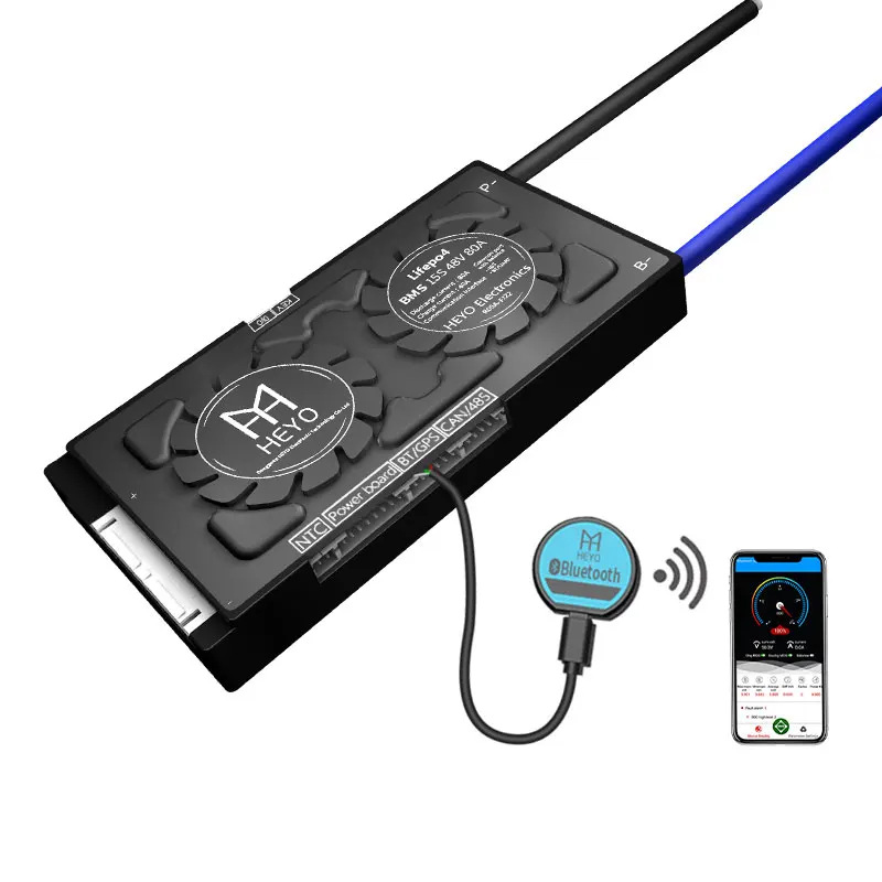 15S bms lifepo4  30A~500A 3.2V battery lifepo4 bms 48V BT UART RS485 CAN LCD communication 15S smart bms