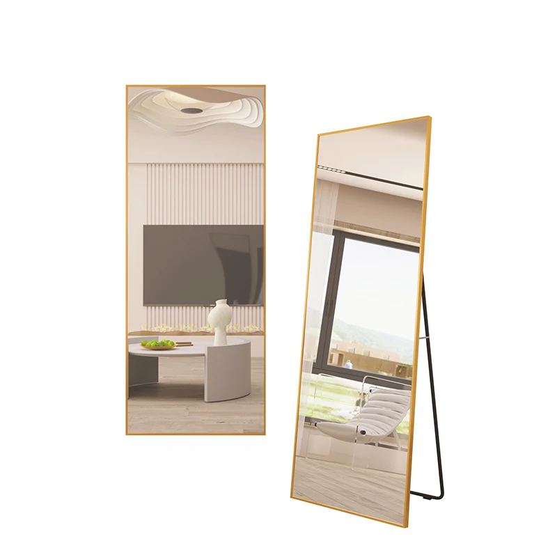 miroirs El espejo Der spiegel mirror with rectangular aluminum alloy art frame gold make up mirror Der landebahn