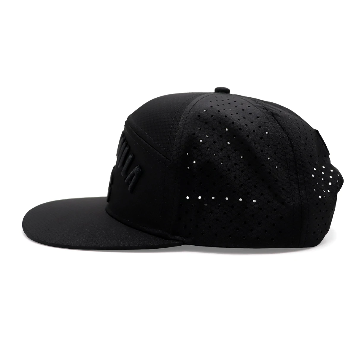 OEM Custom 7 Panel Flat Brim Embroidery Logo Luxury Laser Cut Drilling Hole Waterproof Snapback Caps Hat