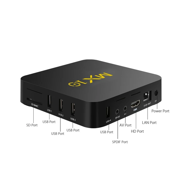 MX 10 Android TV Box 9.0 RK3328 Smart TV Box 4K H.265 HDR10 4GB/64GB DLNA Miracast Airplay WiFi 2.4/5G LAN Media Player