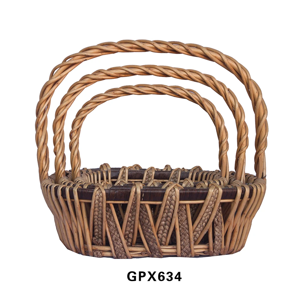 Multi-purpose Wicker Willow Basket Hamper Gift Buy Handle Picnic Basket Set Storage Basket for Kitchen