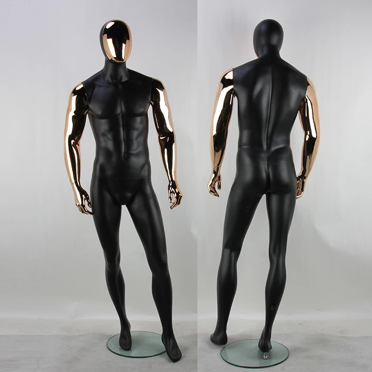 Window Display  fiberglass dummy Chrome Black full body male dummy for store display
