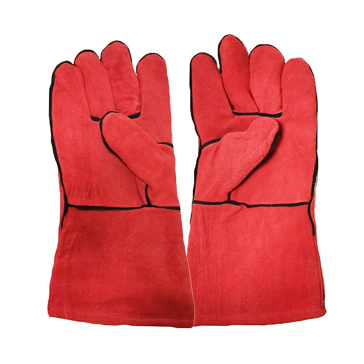 Genuine winter women windproof welding long size work leather gloves