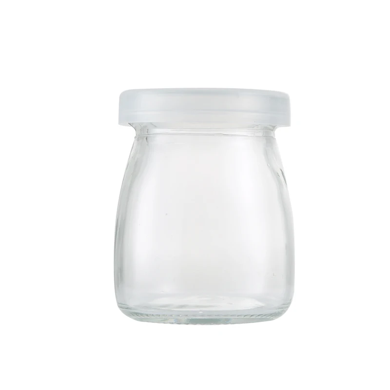 
Clear 200Ml Food Canning Bottle Milk Pudding Candy Glass Jars With Plastic Vacuum Seal Lids 