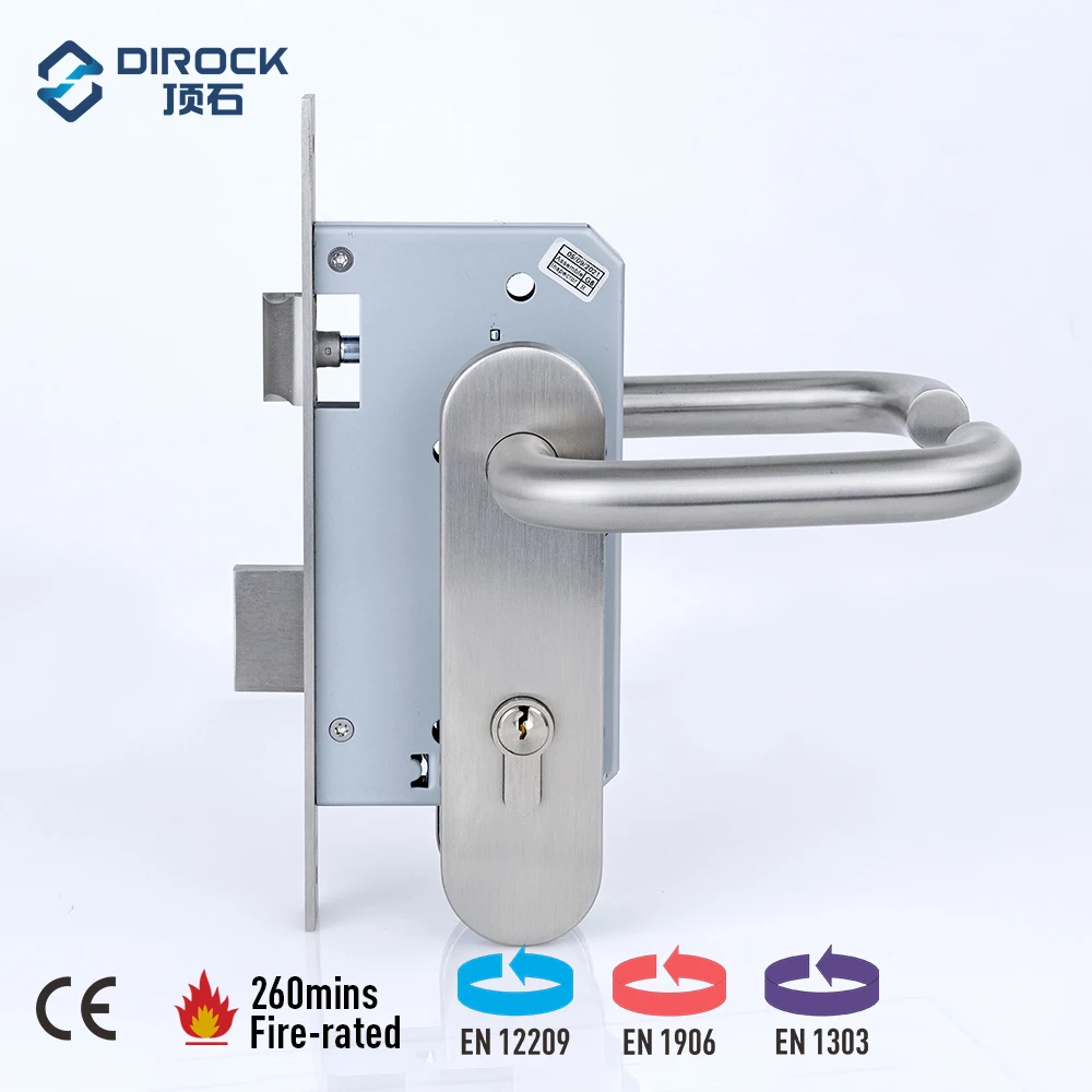 Fire door used 72mm center distance stainless steel wooden door plate handle Door Lever Long Plate