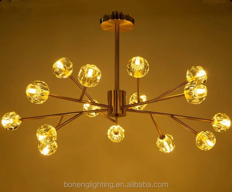 Wholesale selling living room Iron northern modern crystal ball led pendant light chandelier for home