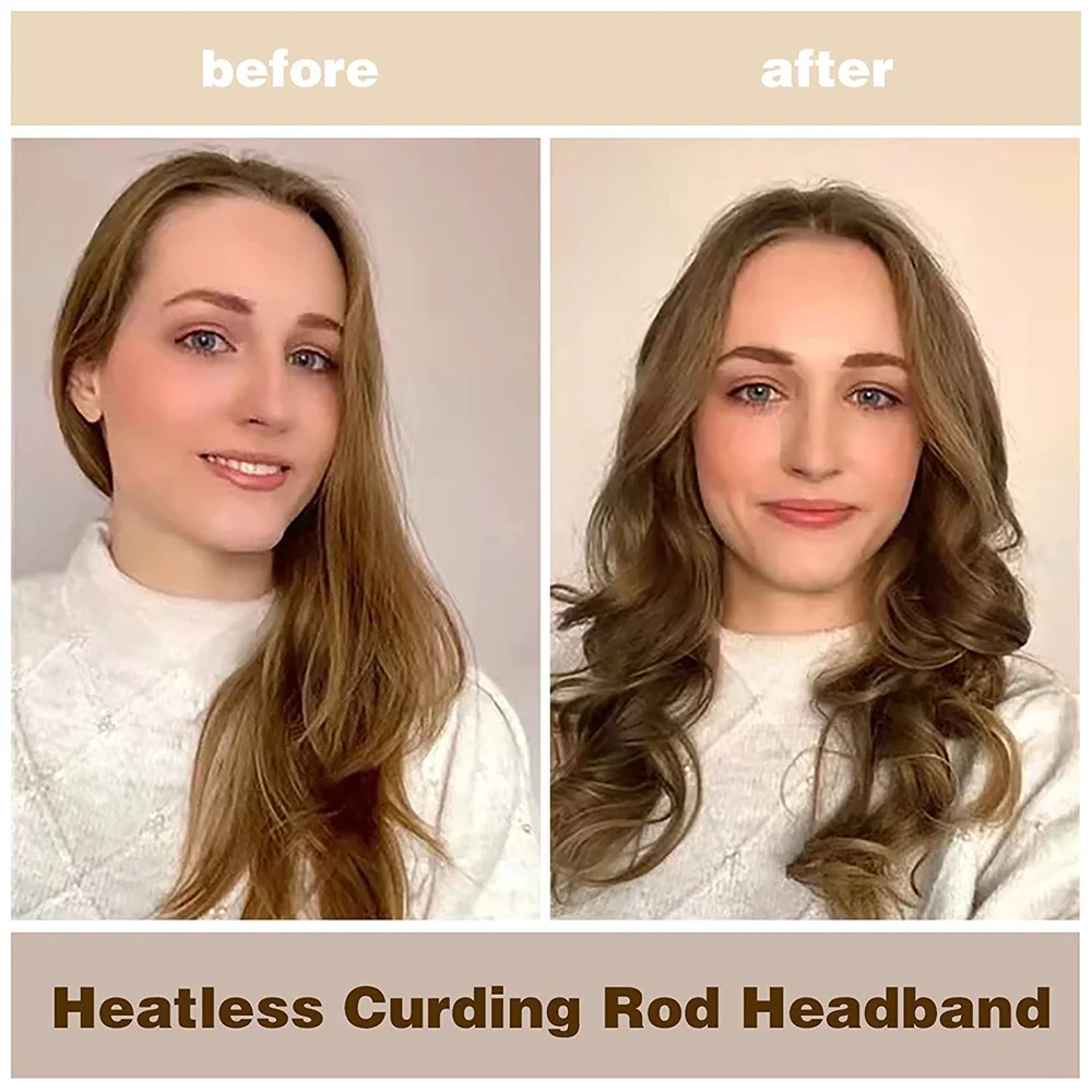 Amovol Silk Hair Headband Flexible Rollers Heatless Hair Curlers Curling Ribbon