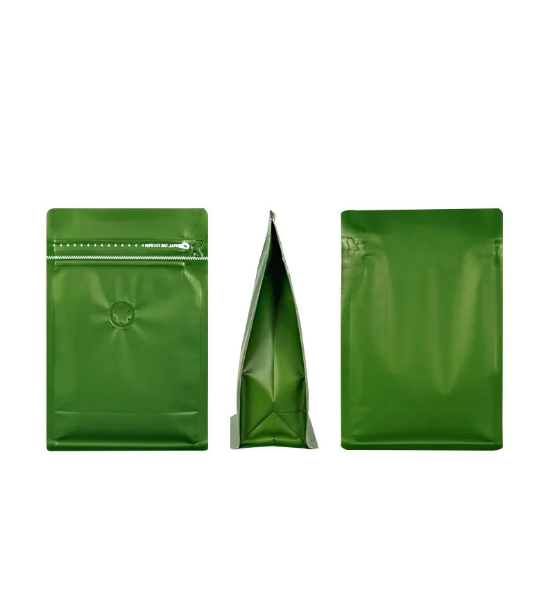 Custom 100g 150g 250g 500g 1kg Pla Biodegradable Side Gusset Flat Bottom Beans Packaging Compostable Coffee Bag With Valve