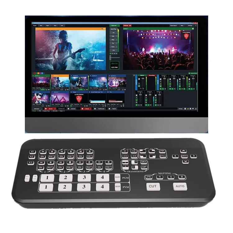Mixer Mini Multi-Format Video Mixer Switcher 4 HDMI Inputs with USB 3.0  Live Streaming Video Switcher
