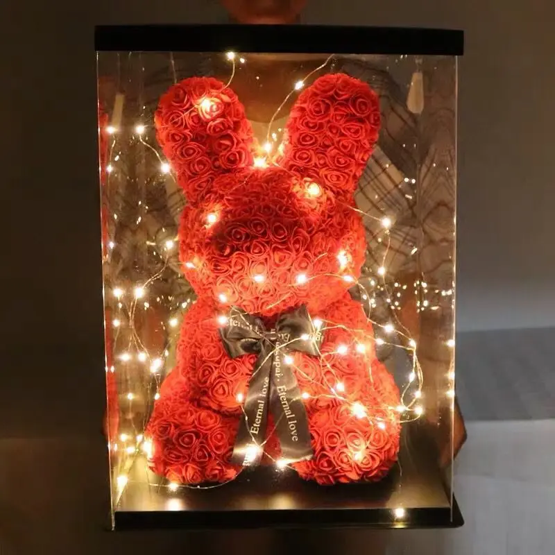 Пользовательские 40 см розы Кролик пасхальные подарки на день матери подарки Тедди Роза кролик на свадьбу День Святого Валентина Декор поставки