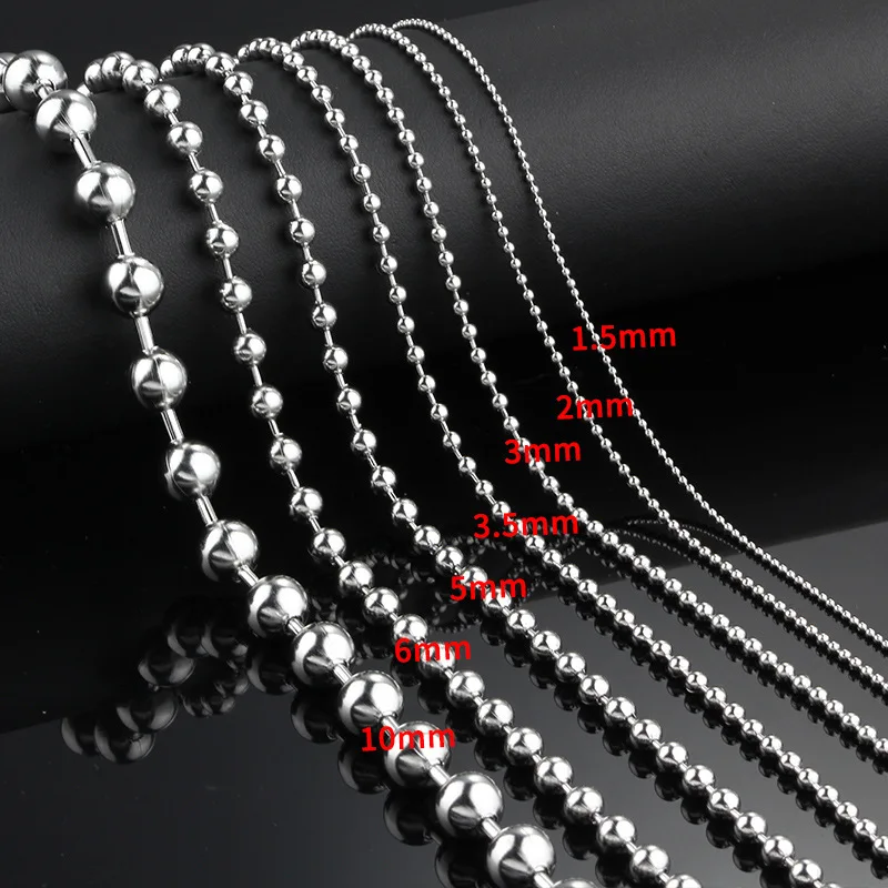 Wholesale Stainless steel round bead chain DIY necklace bracelet chain fashion personalized jewelry accessories