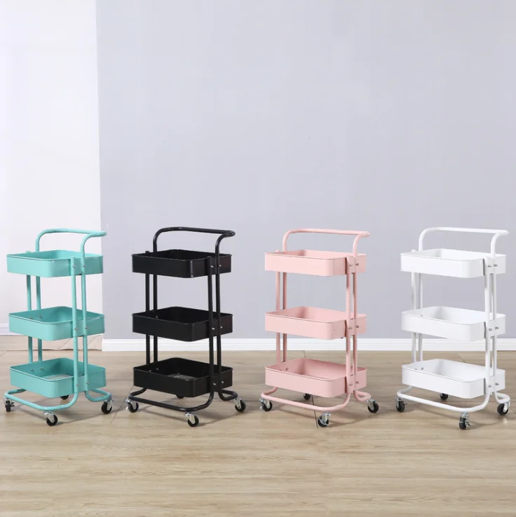 Kitchen Trolley Cart Storage Cart Grocery Shelf with Wheels 3 layers