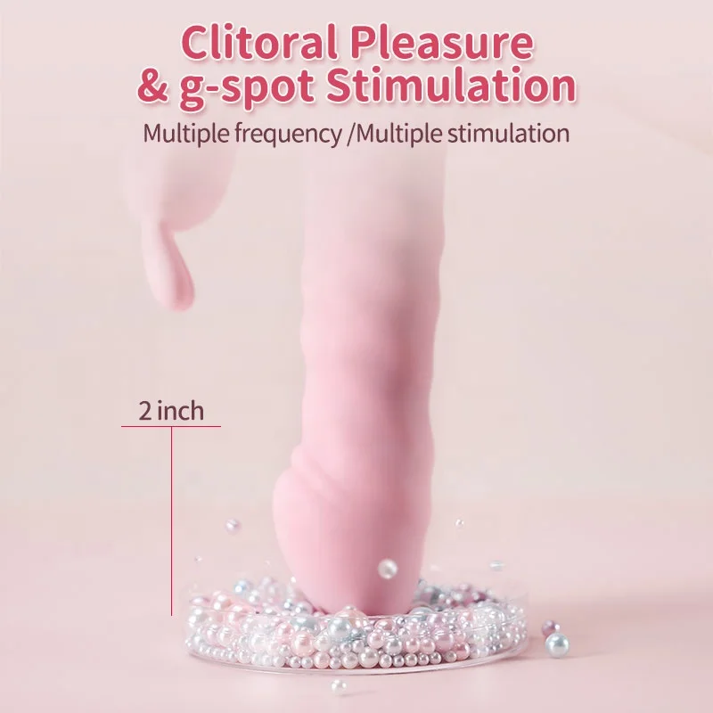 3 motors g spot thrusting rabbit vibrator, soft silicone telescopic vibrator for women clitoral stimulator
