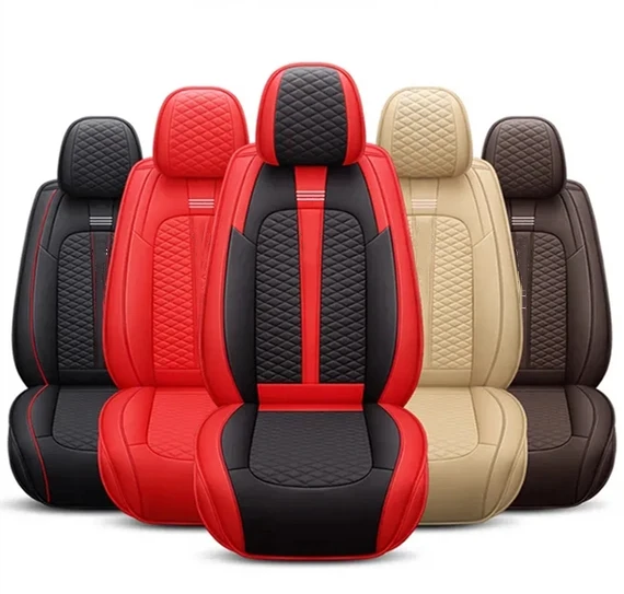 Beige Waterproof 5-Seats Leather Car Seats(old Universal All Seasons Applicable Car Seat Cover