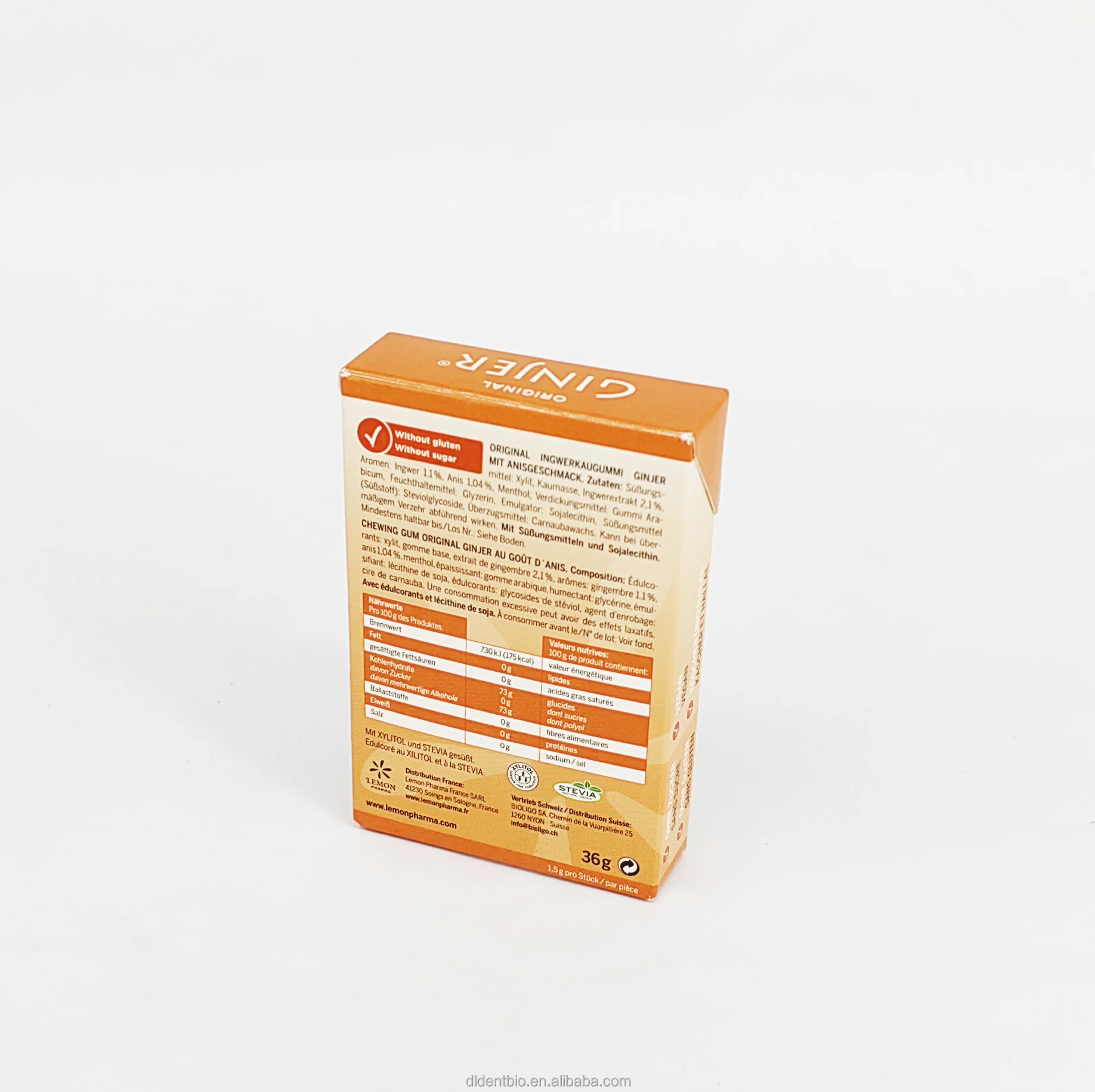 factory price candy box Ginjer flavor Chewing gum natural flavors xylitol