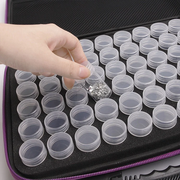 142pcs 5D Diamond Painting Tools Set 60 Slots Diamond Embroidery Box Diamond Painting Storage Case with Grids Jars Containers