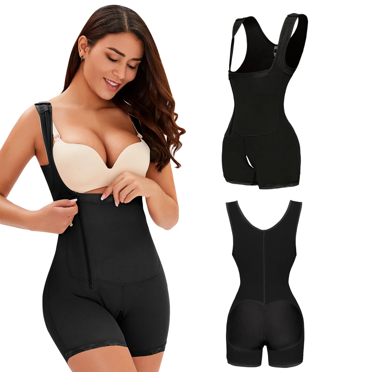 Women Body Shaper Adjustable Straps Shapewear Crotchless Underbust Tummy Control Butt Lifter Fajas Colombianas