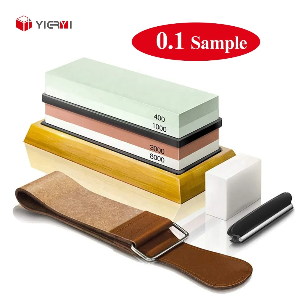 Kitchen Knives Accessories Sharpening Knife Stone 4 Side Grit wet stone sharpener Kit 400/1000 3000/8000 Non-slip Bamboo Base