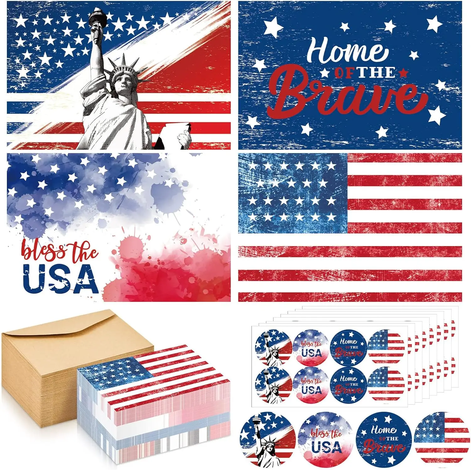Patriotic All Occasion Greeting Cards Veteran Cards American Flag Cards With White Envelopes for Military Veteran Memorial Day