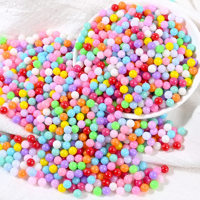 Hengxin 3MM 4MM 5MM 6MM 8MM Plastic Beads No Hole Colored Beads For Craft Decoration