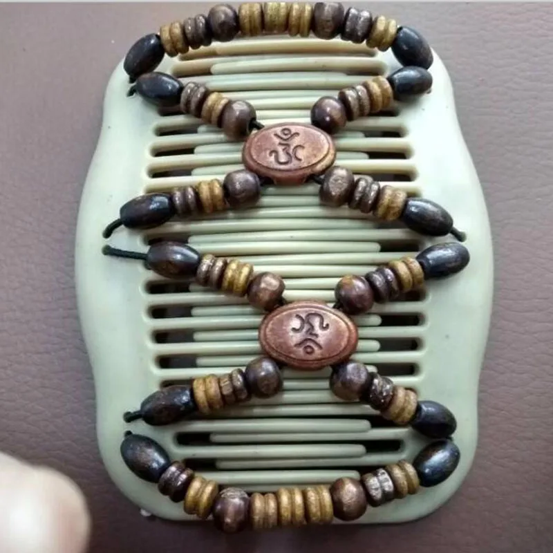 Handmade Fashion African butterfly Elastic Wooden Beaded Magic Comb Jewelry