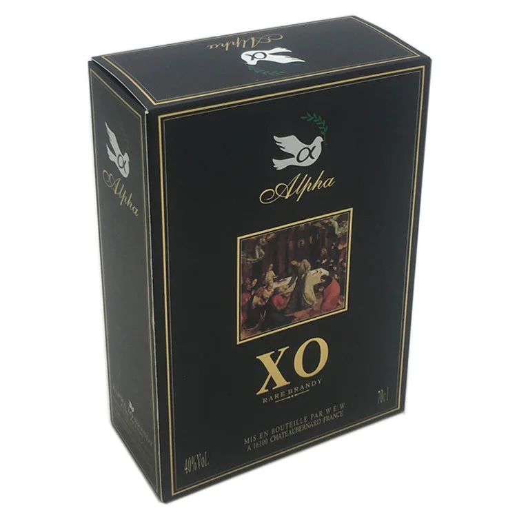 luxury design XO wine packaging paper boxes customized own logo whisky perfume bottle  packaging boxes with automatic bottom