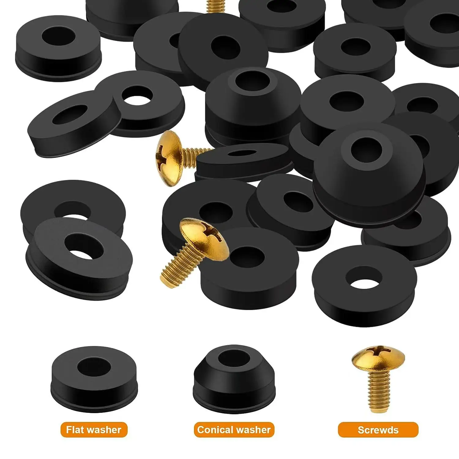Faucet Washer Repair Set Rubber Seal Assortment Kit Rubber Flat and Beveled Washers Set Faucet Sealing Gasket Replacement