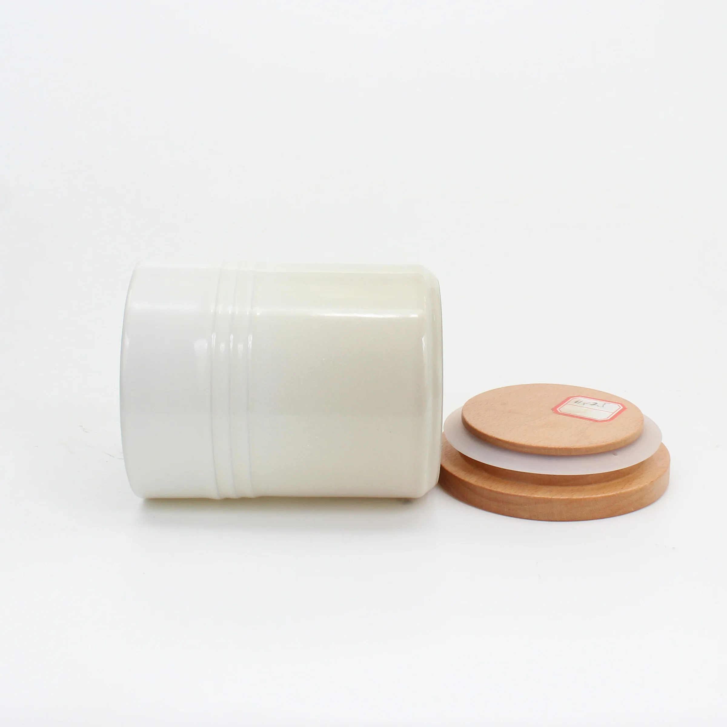 Ceramic Kitchen Storage Canisters with Wood Lid for Food Storage, Serve Coffee, Sugar, Tea, Spices