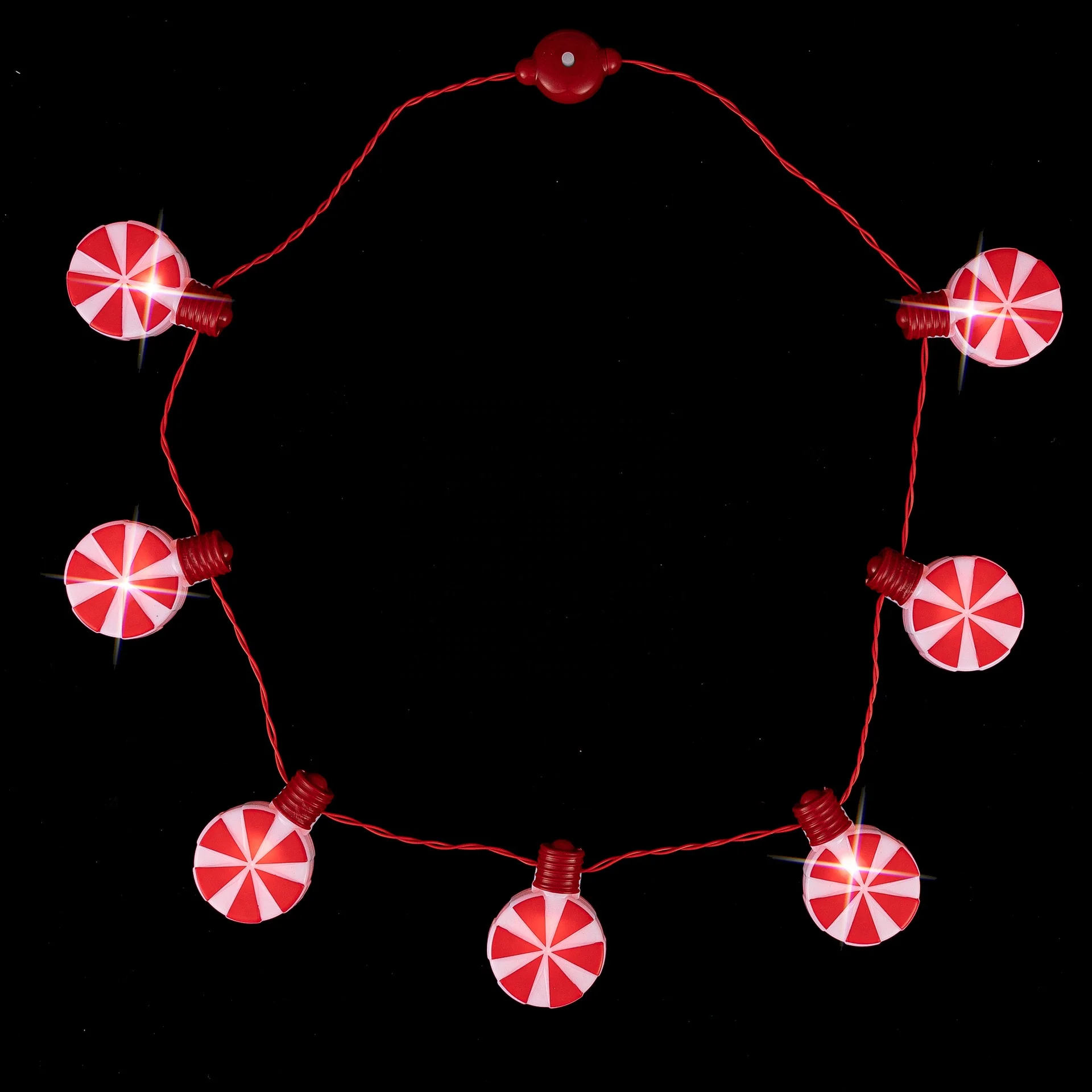 Hot Selling Christmas Party Plastic Light Up Necklace 7 Led Lights Flashing Candy Necklace