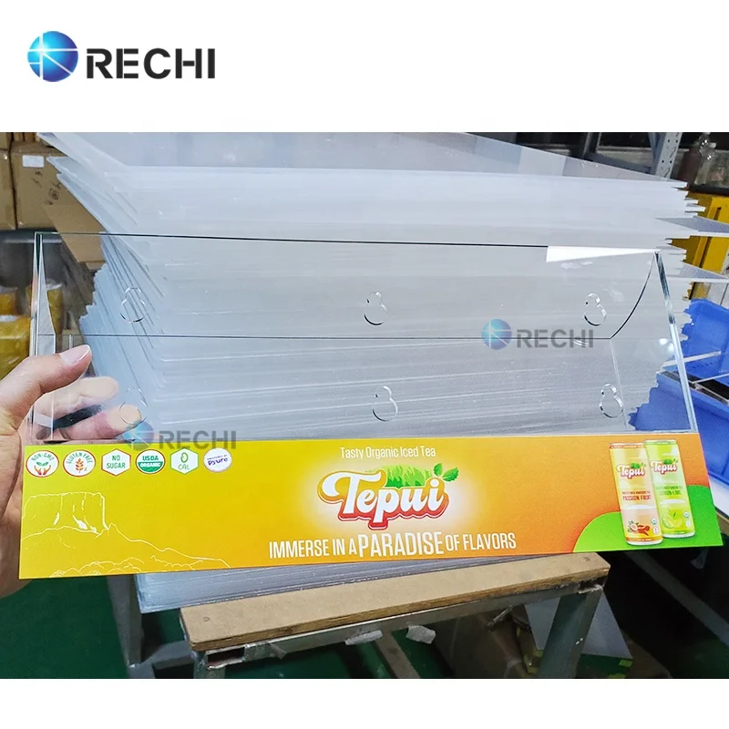 RECHI Acrylic Beverage Bottle Refrigerator Drink Storage Box Container Holder Box With Suction Cup For Cooler Energy Drink Rack