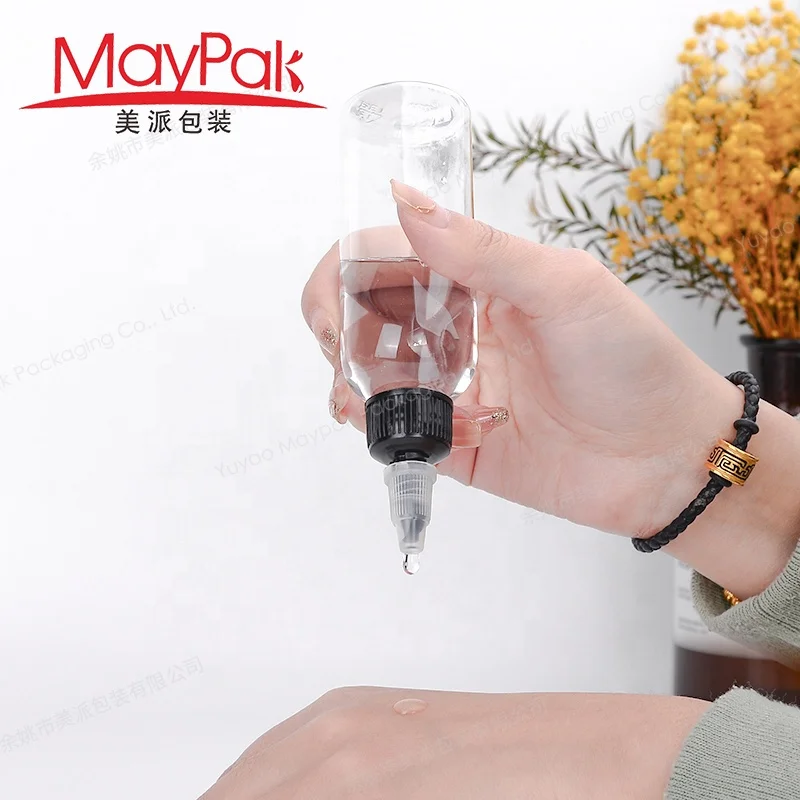 30ml 50ml 4oz 8oz 16oz 100ml 250ml 300ml 500ml 750ml 1000ml PET Clear Bullet Shape Hair Oil Squeeze Bottle with Twist Top Cap
