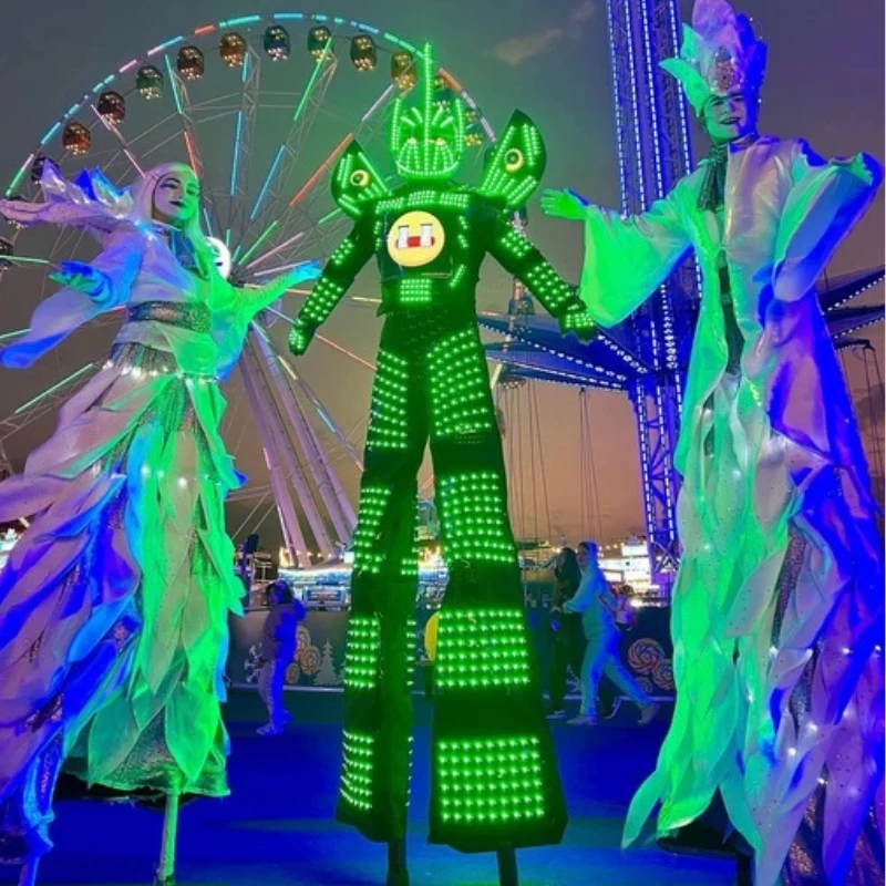 LED Stilts Walker Robot Costume High quality full color RGB Suit Dancing Clothing Stage Show Dress Costume For Celebration Party
