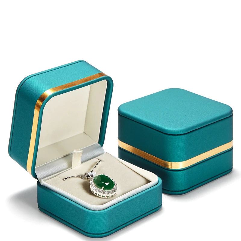 fashion jewelry packaging innovative romantic clamshell trinket plastic PU leather ring box