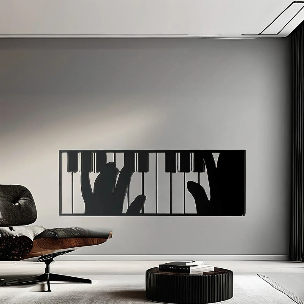 Home Decoration Piano Black Metal Wall Art Elegant Wall Hanging Decor