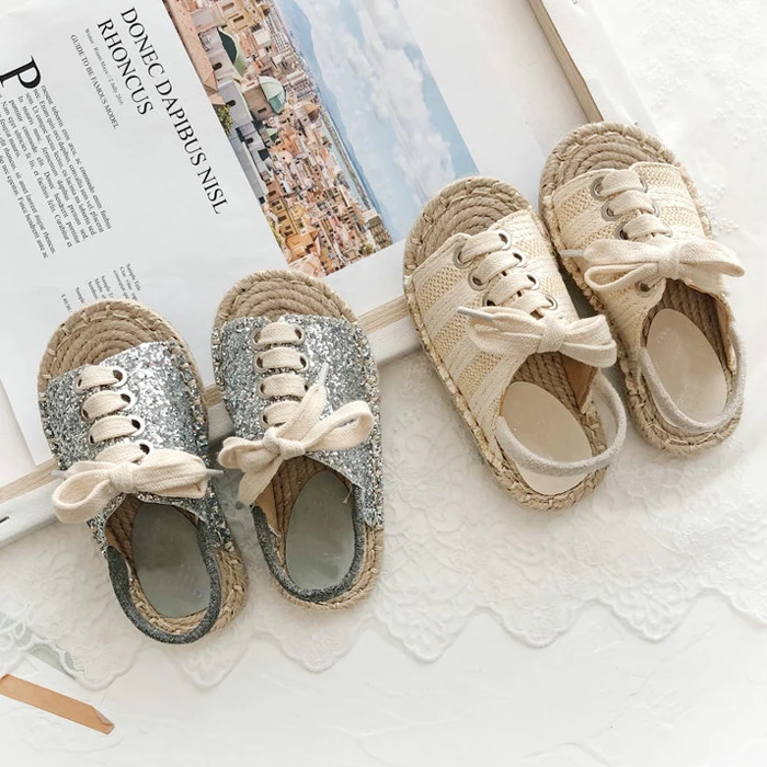 silver sparkling glitter leather beach custom made kids summer shoes slides