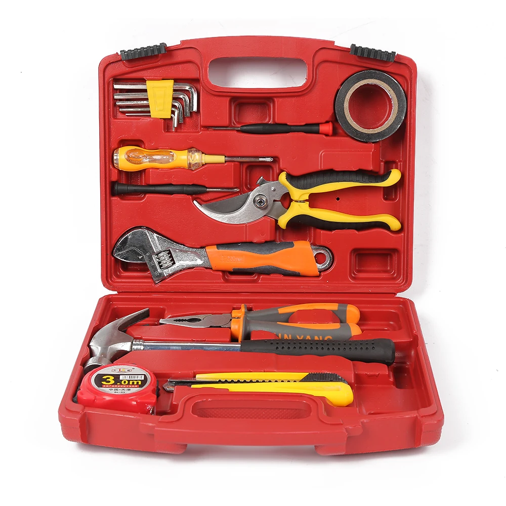 Hispec 15pc Socket Set And Metric Garage Tool Set Socket Wrench Tools For Automotive And Home Repair In A Tool Box Case