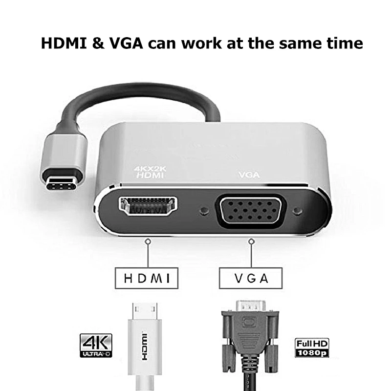 
6 in 1 Type-c usb3.0 to VGA RJ45 Gigabit multi-funktion hub expansion dock Converter Suitable for laptop/Android phone 