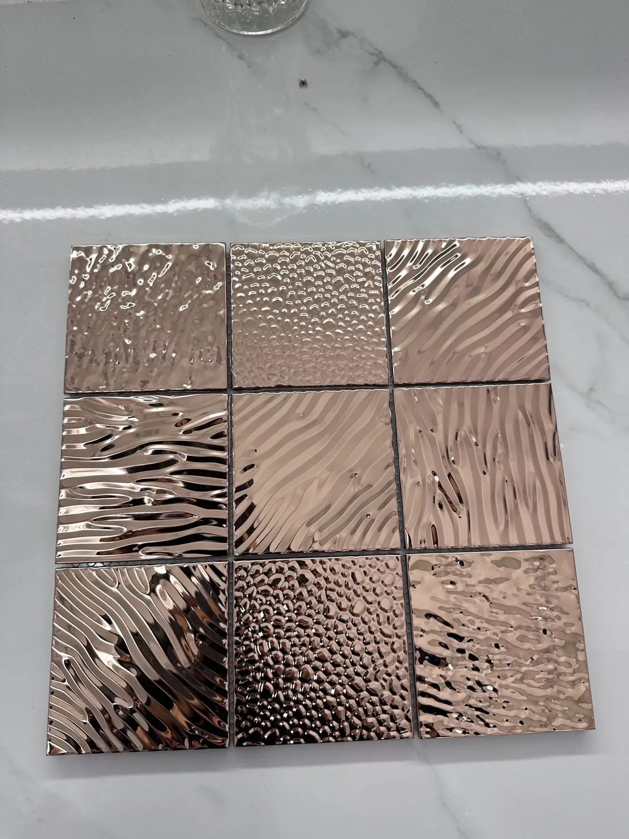 Foshan JBN Metal Stainless Steel Mosaic Gold/Rose Gold/Gray Colors For Wall Use Mesh/Self Adhesive Mounted Water-Proof Durable