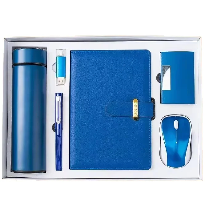 Custom Logo Office Supplies Gift Stationery Business Promotion Sets With USB Drive Pen Leather Notebook A5 Journal Gift Set