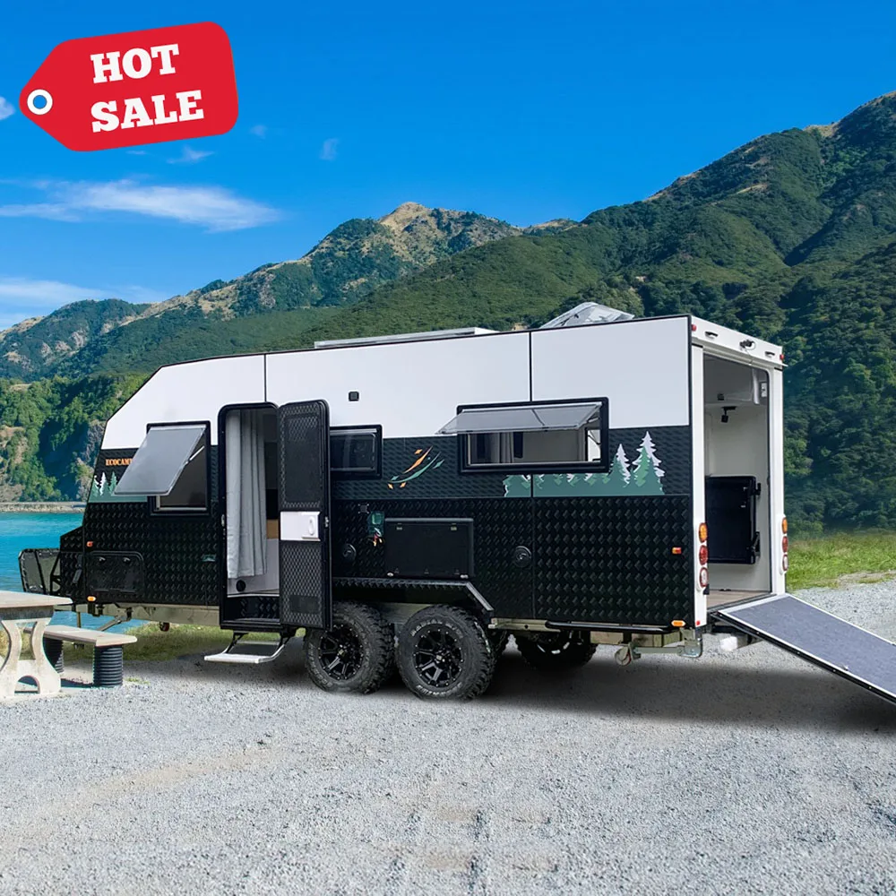Fiberglass Camper Van Trailer Off Road Toy Hauler Camper Australian Off-Road Pop Top 19Ft Outdoor Toy Hauler Ecocamper