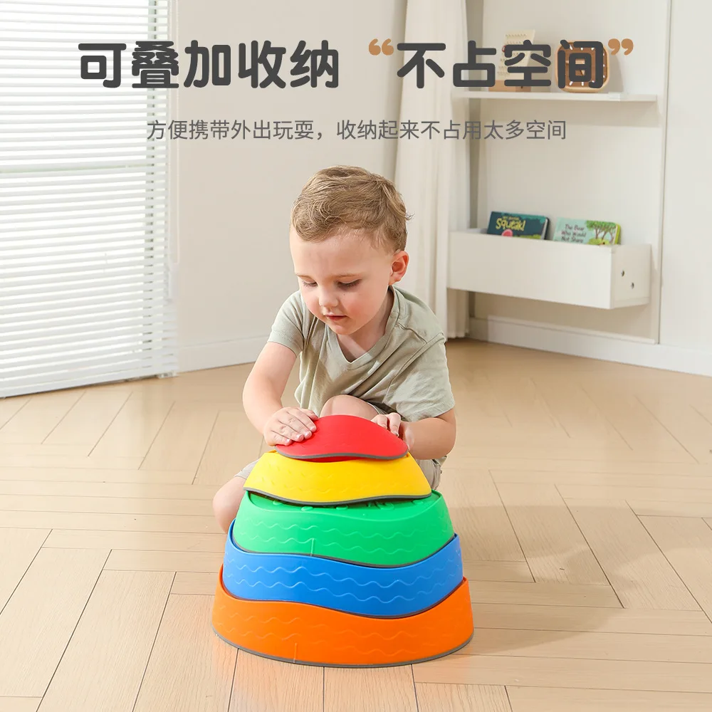 YUCI  New Jumping Stepping Stones for Kid Non-Slip Plastic Balance River Stones Toddler Balance Block Stones Bounce Sensory Toys