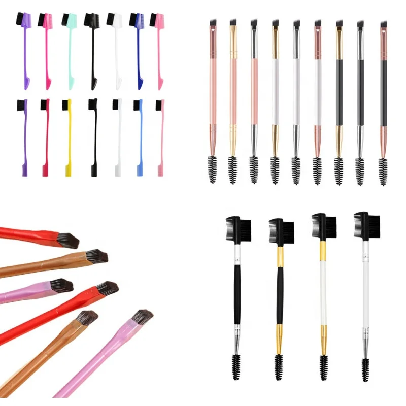 Двухсторонняя металлическая или пластиковая кисть для ресниц и