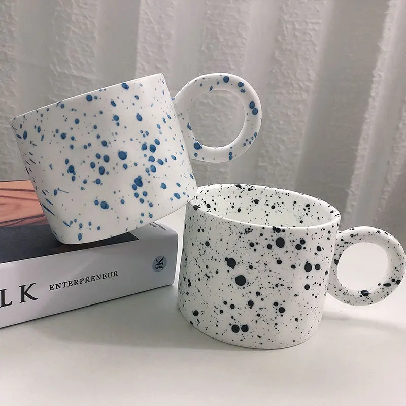 Creative splash-ink mug ceramic cup household Coffee Milk Cup female Klein blue giftLOGOWater Cup