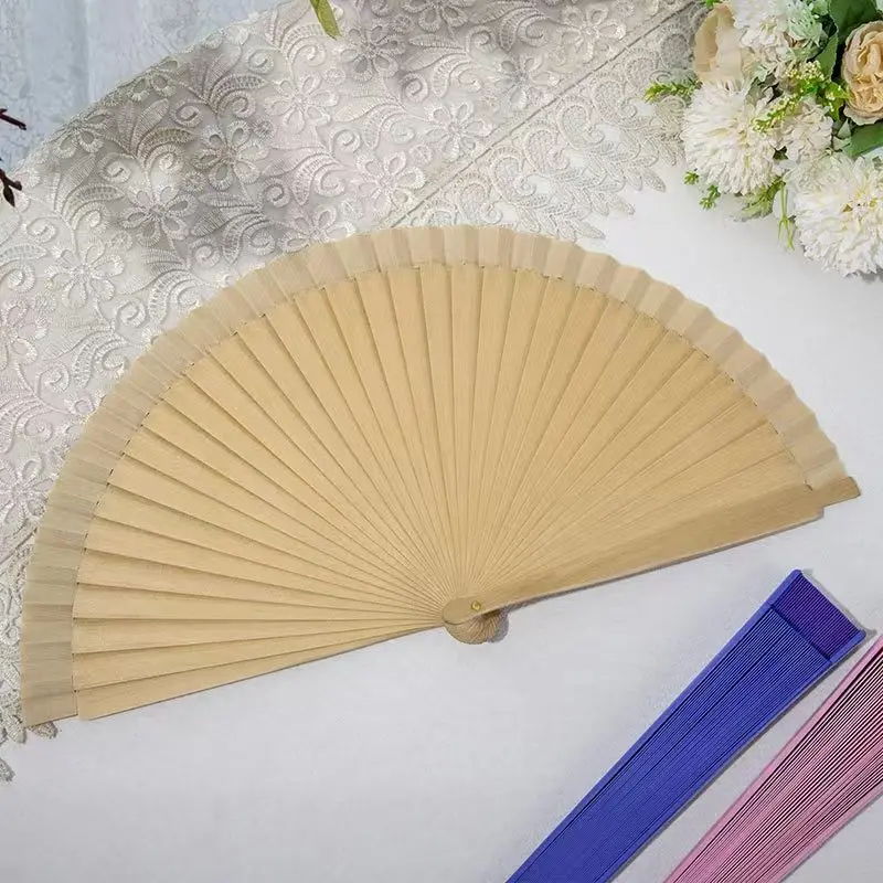 Folding Fan Women Chinese Style Handheld Fan Classical Solid Color Dance Props Elegant Fans Home Decoration Party Gift
