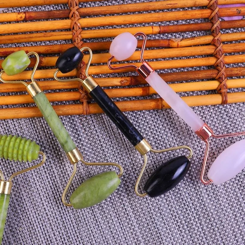 
OEM / ODM Best High Quality Anti Aging Massager Green Natural Facial Gua Sha Gemstone Green Jade Face Roller for Face Body 